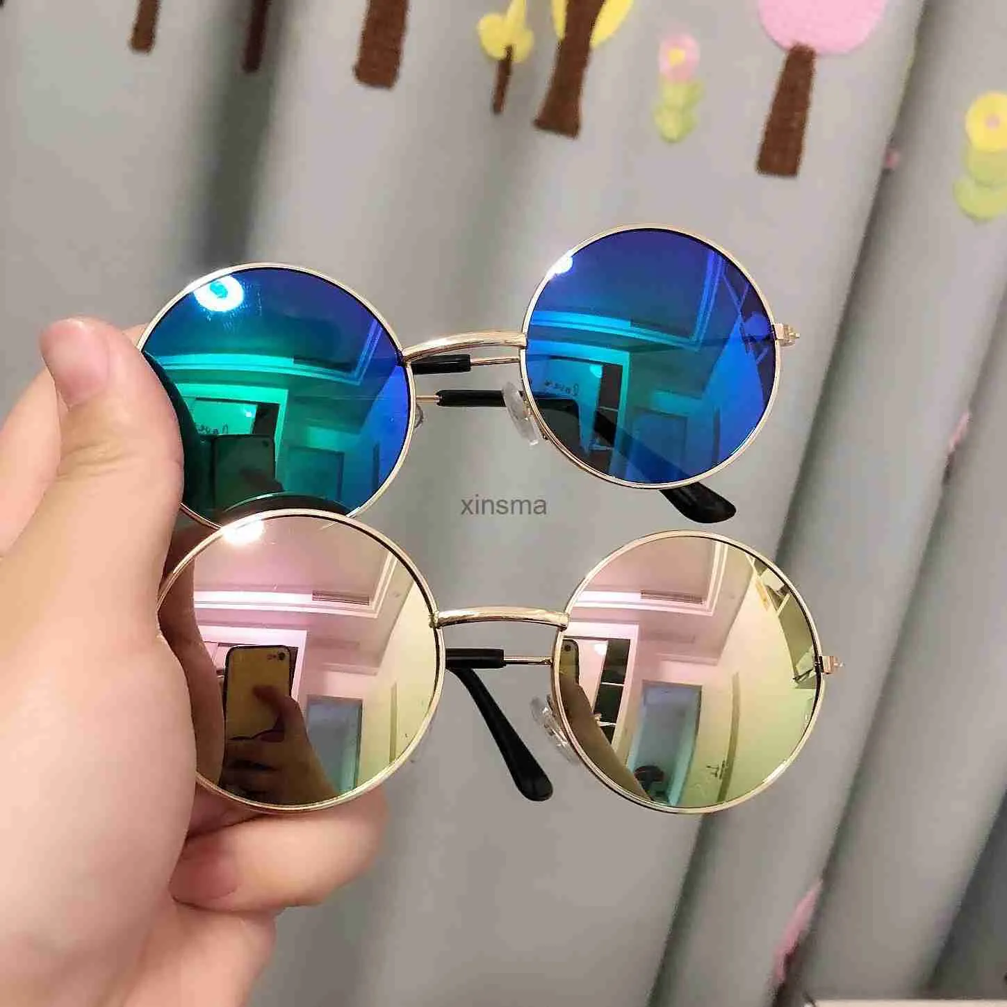 Sunglasses Fashion Vintage Small Round Kids Sunglasses Metal Frame Children Sun Glasses Boys Girls Baby UV400 Goggles Glasses Oculos De Sol YQ240131