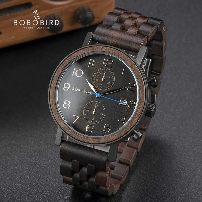 Andra klockor Realio Masculino Bobo Birdwood Mens Watch 43mm Top Luxury Brand Japanese Sport VD51 Quartz Watch Great Mens Gift J240131