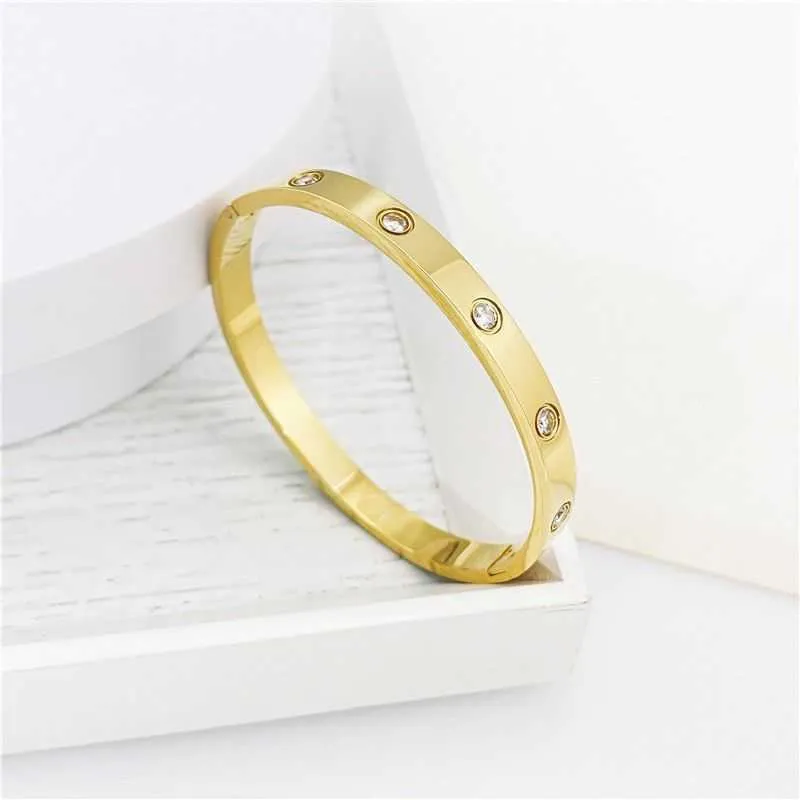 Original 1to1 C-Arter-Armband für Paare, modisch, leicht, luxuriös, Edelstahl, 18 Karat Gold, für Damen und Herren, trendig, farblos, fortschrittlicher Geschenkschmuck, W01F