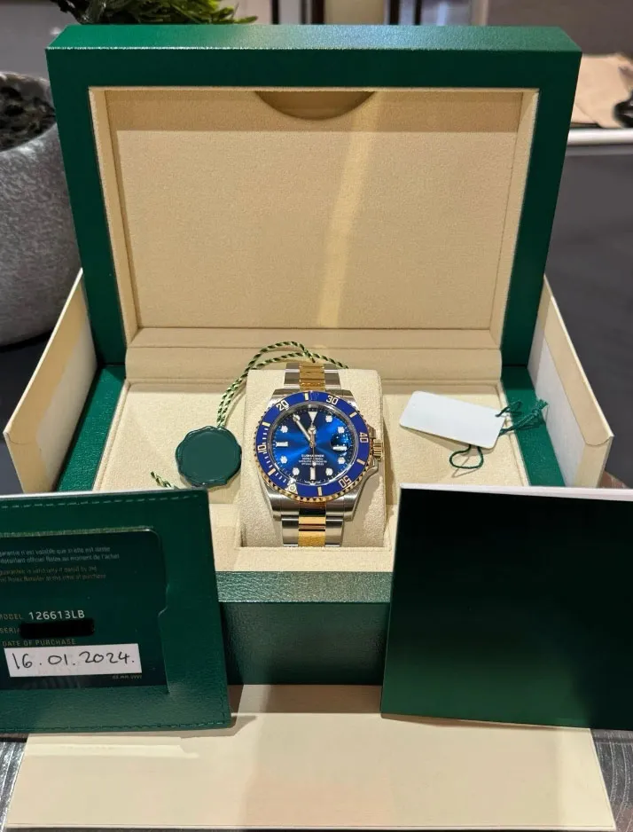 Relógio de pulso masculino luxuoso, mecânico japonês, automático, nova pulseira de aço inoxidável, safira, à prova d'água, 40mm, bluesy, caixa 126613lb