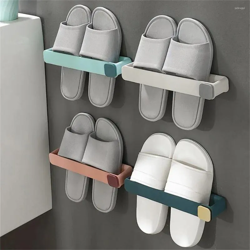 목욕 액세서리 세트 가정용 가정용 접착제 유형 보관 랙 천공 된 무료 흰색/ 파란색/ 슬리퍼 도구 신발 선반 단순