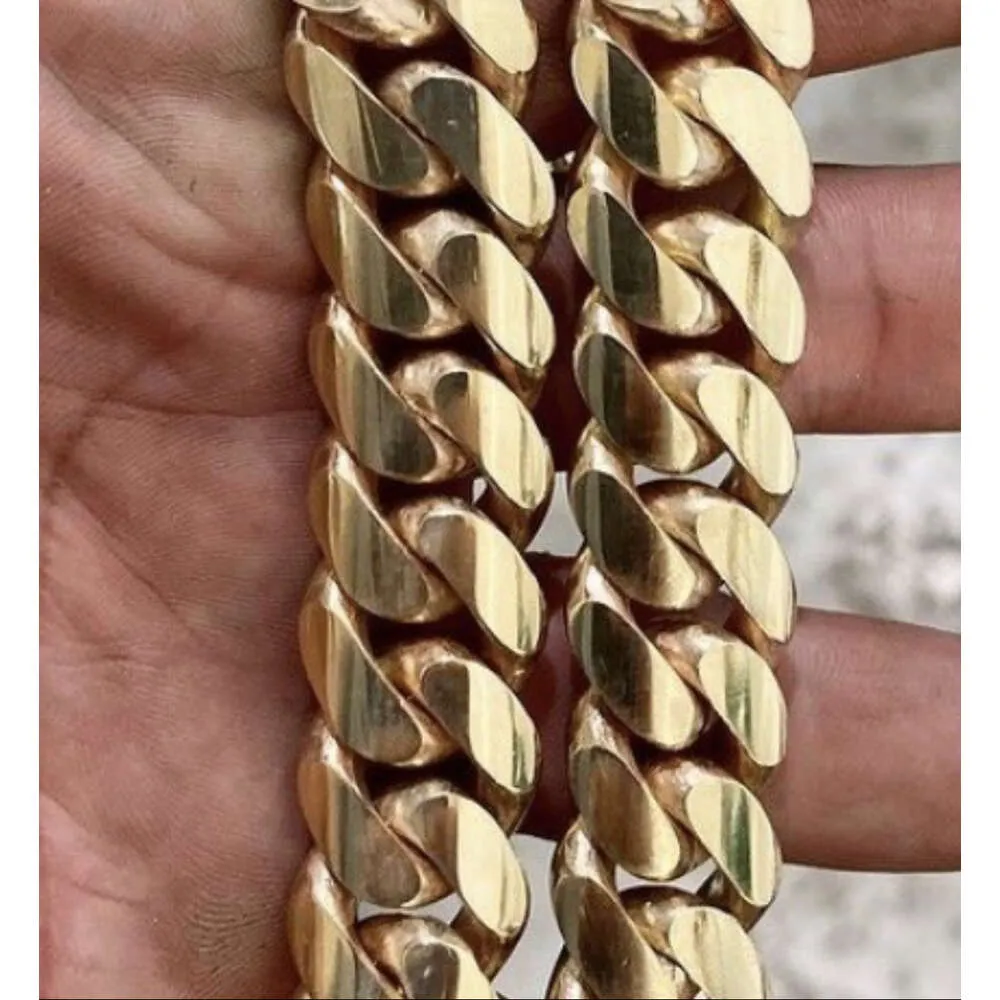 Maglie cubane Miami in oro puro 10k 14k 18k (cavi semisolidi + solidi) Larghezza da 1 mm a 12 mm (18 20 22 24 26 28 30) Prodotto negli Stati Uniti