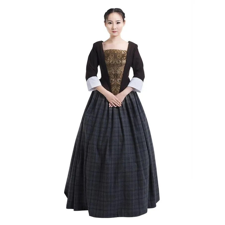 Outlander TV-Serie Cosplay-Kostüm Claire Fraser Cosplay-Kostüm schottisches Kleid210f