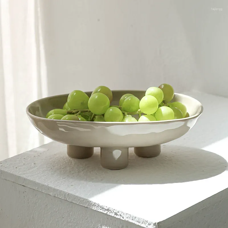 Storage Bottles Modern Creative Hand Crafted Ceramic Three Legged High Fruit Tray For Home Living Room Tabletop Candy