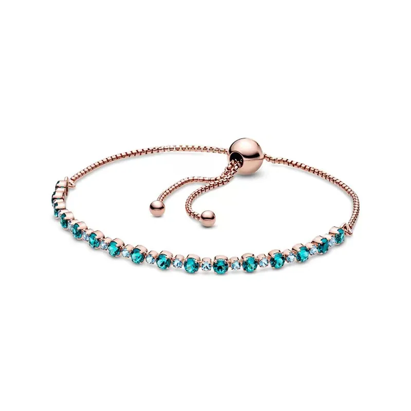 Bracciale classico di alta qualità gioielli firmati da donna Bracciale in argento 925 di lusso Braccialetti con diamanti con perforazione stretta Regali per feste di nozze da donna Telescopico regolabile