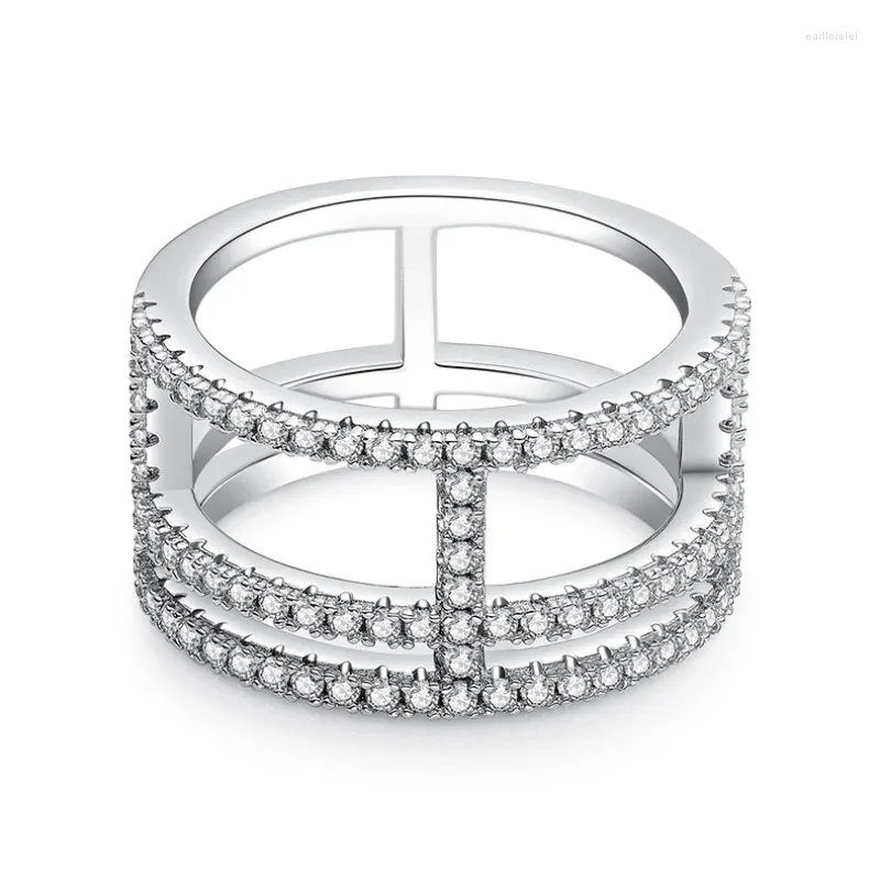 Klusterringar 0,72ct Real Moissanite Eternity Ring Wedding Band for Women Girls Solid 925 Silver Mosan Diamond Engagement Pass