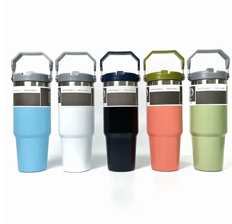 Fashion 1PC DHL Water Bottles 20OZ 30oz Cups Heat Preservation Stainless Steel Outdoor Large Capacity Tumblers Leakproof Flip Car water bottle B1031