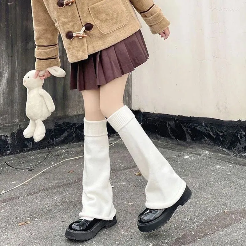 Damen-Socken, Lolita-Winter-Beinlinge, japanischer Stil, einfarbig, warm, dick, über Keen Y2k Herbsthaufen