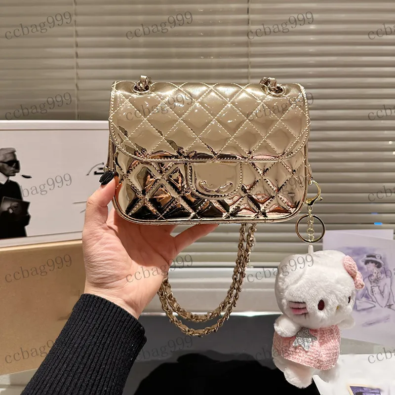 DHgate Womens 20cm Patent Leather Diamond Check Crossbody Bag Luxury Matelasse Chain Gold Buckle Shoulder Handbag Makeup Card Dress Bags Bags Luggage Accessories