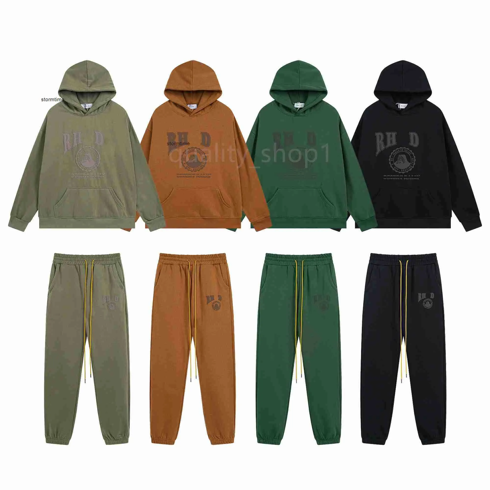 RHUDE Designer Sweats à capuche pour hommes Sweatshirts de luxe Impression stéréo Pull High Street Hommes Femmes Hauts et pantalons Shorts Casual Mode Respirant Lovers Sportswear