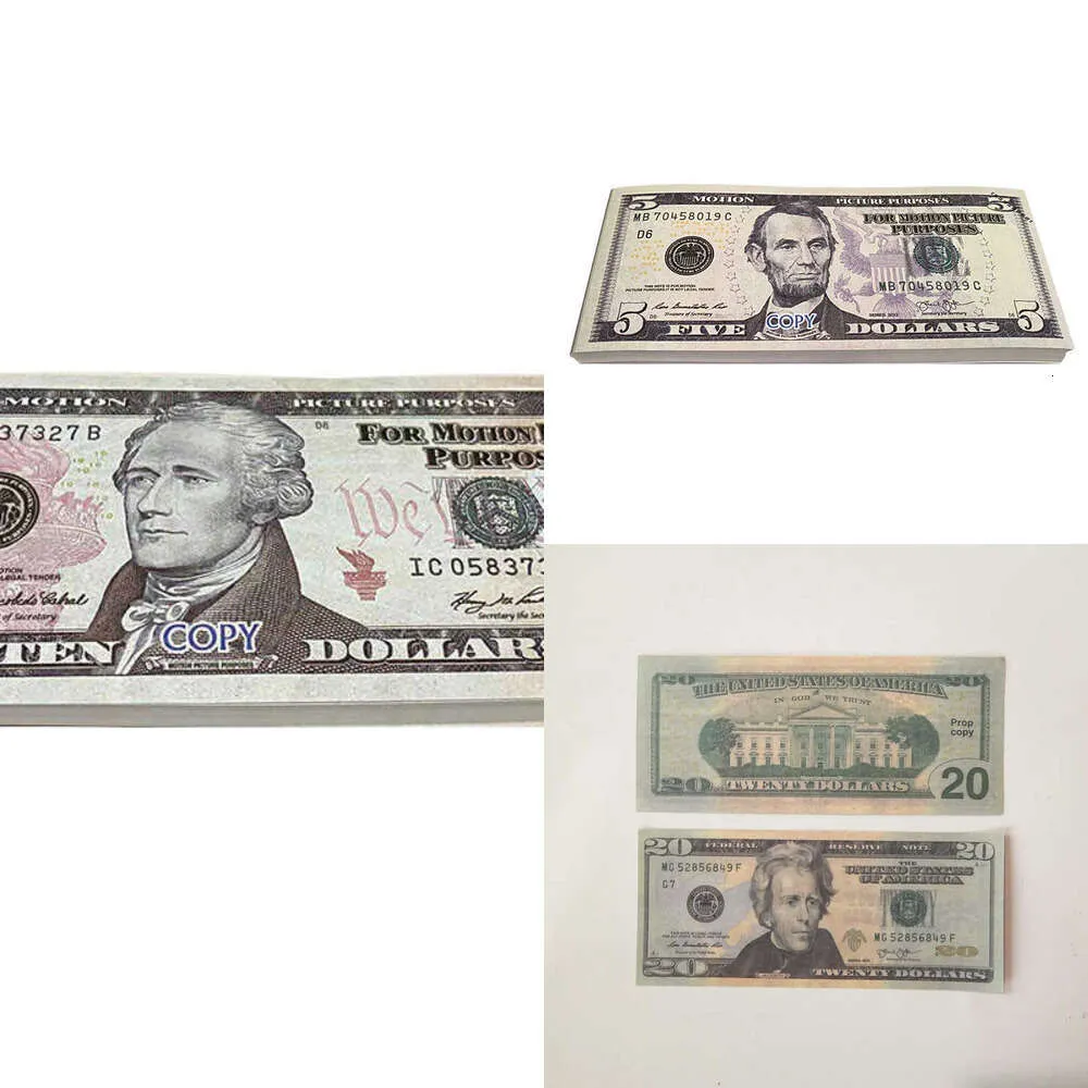 50 Größe USA Dollars Party liefert Requentieren Geldfilm Banknote Papier Neuheit Toys 1 5 10 20 50 100 Dollar Währung gefälschte Geld Kinder313536126pc
