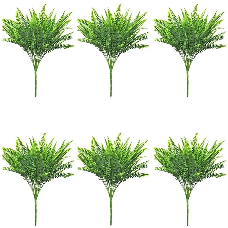 18 PCS人工ファーン植物 - 人工ボストンファーンブッシュフェイクインドア屋外UV耐性緑の低木偽植物246Q