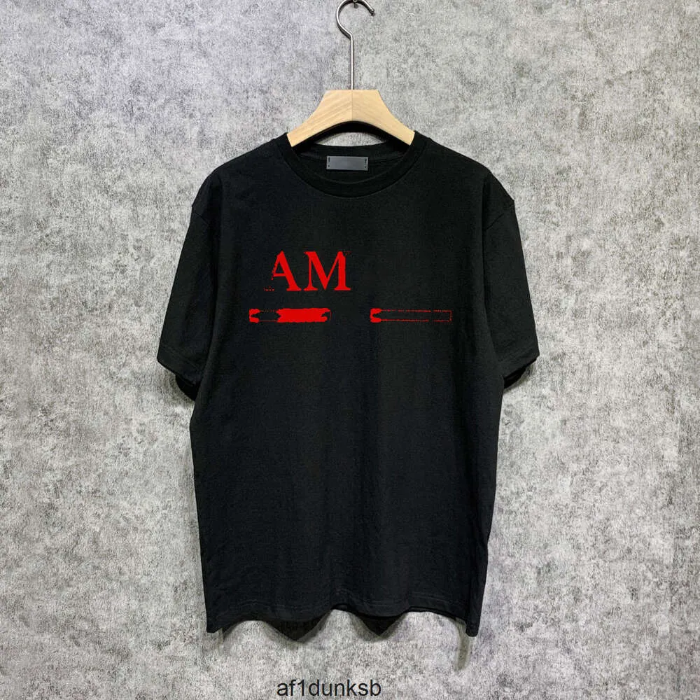 Red Tees Amari Designer Amirirlies Simplicidade 7 Amis Camisetas AM Luxo Masculino Amar Verão Miri Pure Black 2023 Cor Moda Carta Mens Mangas Curtas Top de Algodão