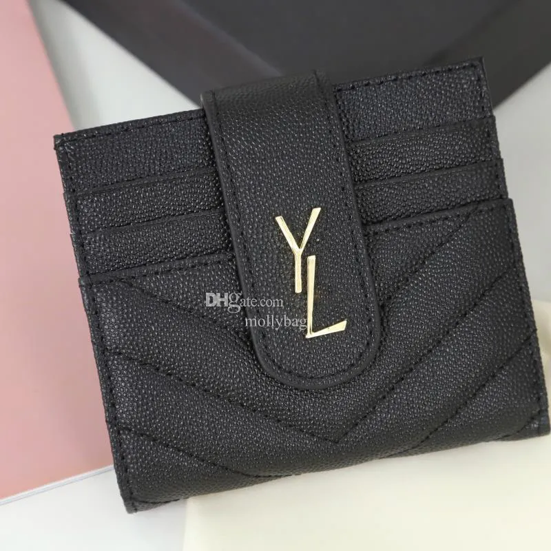 Designer Card Holder Designer Purse Woman Wallet Luxe Munt Purse Leer Triangle Wallet Heren Korte portemonnee Creditcard Pocket Organisator 3 kleuren met doos