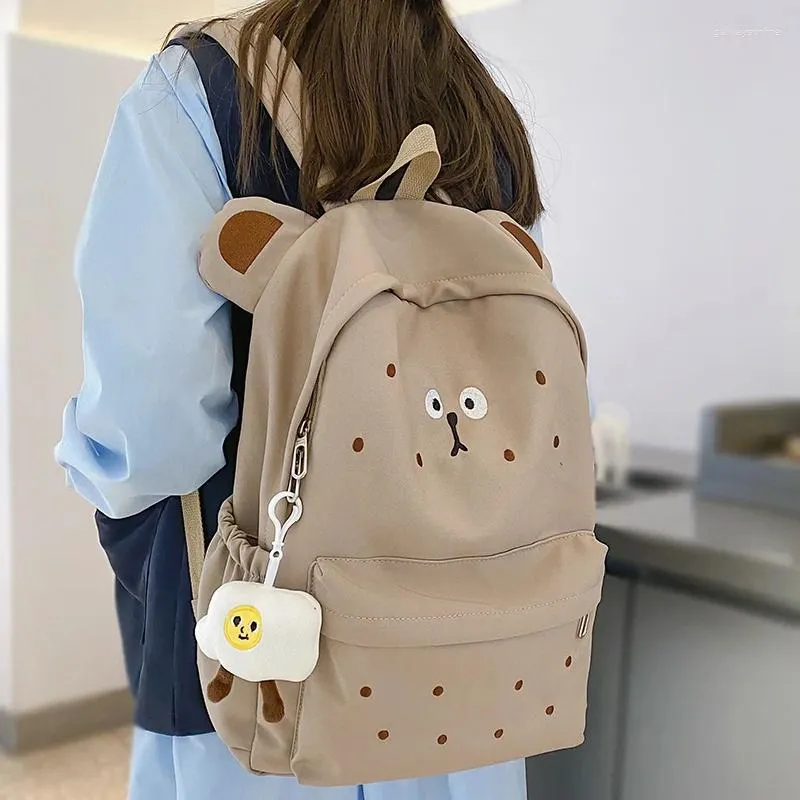 Sacos escolares moda senhoras bonito dos desenhos animados fotos faculdade mochila menina na moda bordado kawaii saco feminino portátil mulheres viagem