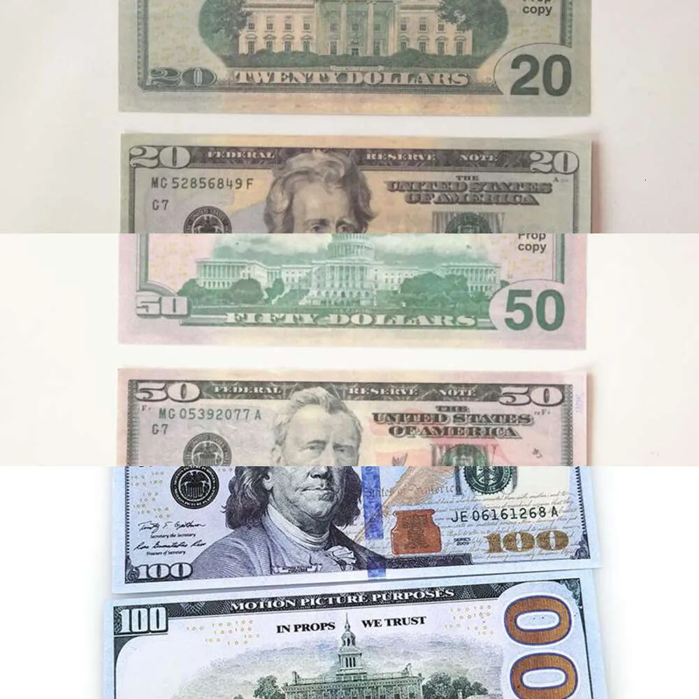 2022 Neues gefälschtes Geld Banknote 5 20 50 100 200 US -Dollar Euros Realistische Spielzeug -Bar -Requisiten Kopie Kopie Movie Money Fauxbillets3246923CY9N113X