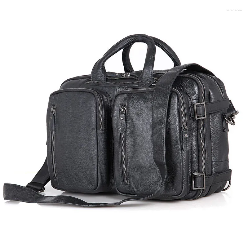 Maletines A4 Vintage Negro Marrón Café Cuero genuino Ejecutivo Hombres Maletín Mochila Negocios Viaje Messenger Bag Portafolio M7014