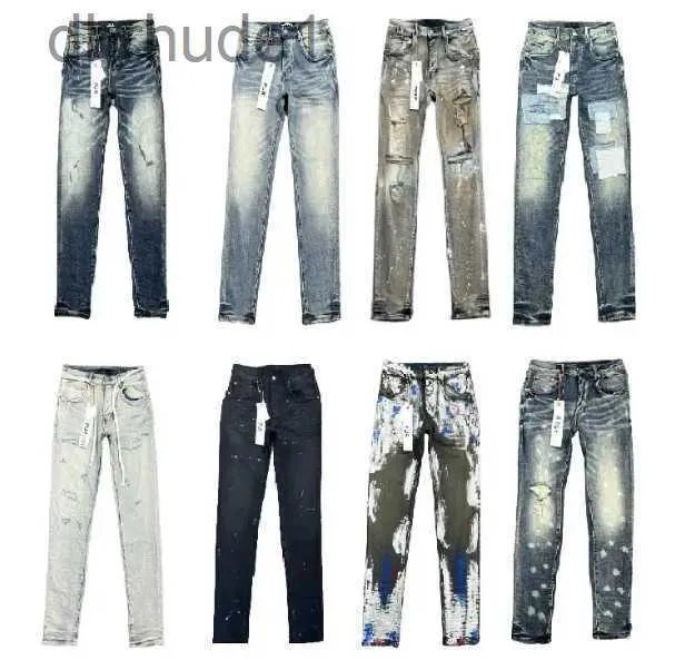 Designer jeans viola uomini donne strappano la bici nera bici slip casual skinny streat patchwork pantaloni hip hop 09vb