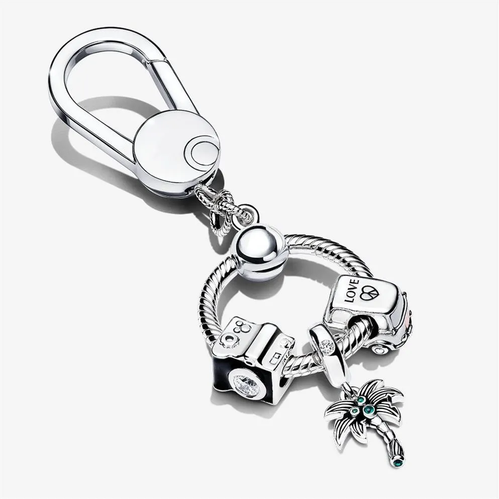 Portachiavi in argento sterling 100% 925 Momenti Borsa piccola con portaciondoli Set regalo Adatto per ciondoli europei originali Ciondolo pendente Moda Wom287H