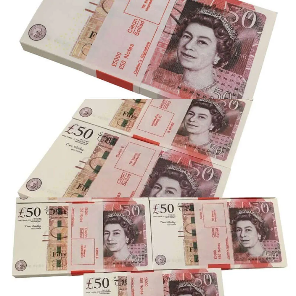 Prop Money Copy Banknote 50 GBP Party Supplies Props 2050100200500 Евро Реалистичные игрушечные бары валютные фильмы Fauxbillets 12253872QFDE