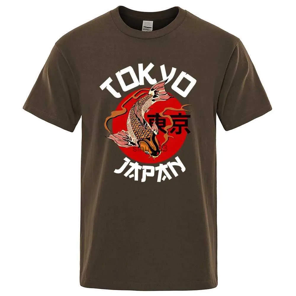 T-shirt da uomo Tokyo Koi Fish T-shirt da uomo divertente T-shirt casual in cotone traspirante a maniche corte T-shirt oversize con o-collo T-shirt casual vintage a maniche corte