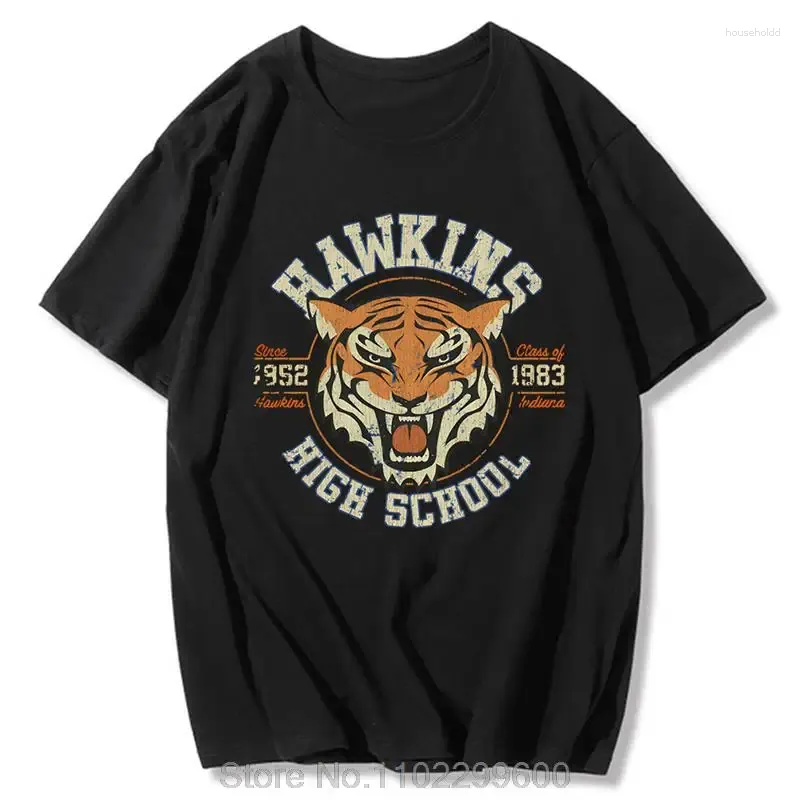 Homens Camisetas Coisas Estranhas Camisa Para Homens Mulheres Hawkins High School Camiseta Algodão Verão Solto Tops Unissex Casual Streetwear