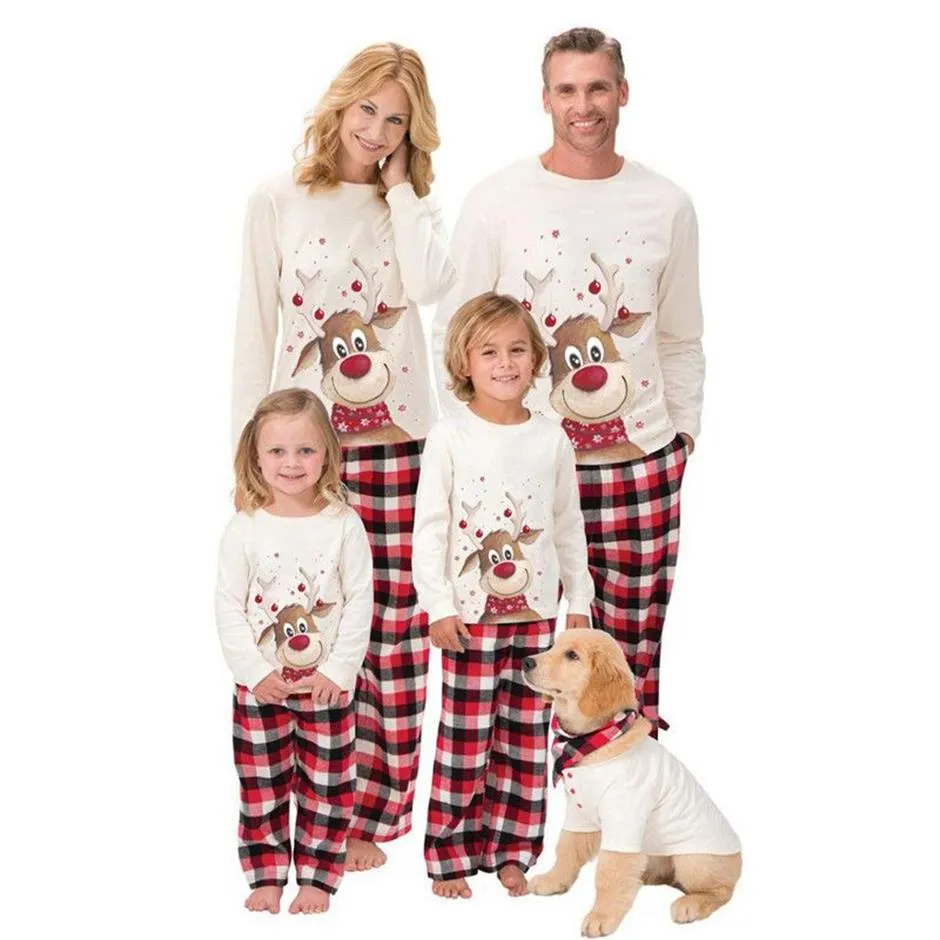 Decorazioni Set pigiama natalizio Stampa cervo Adulto Donna Bambini Accessori Abbigliamento Famiglia358r