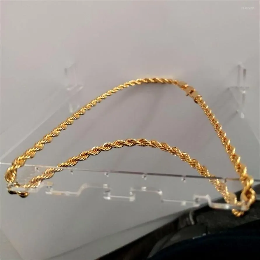 Pendant Necklaces Real 24k Yellow Gold GF Diamond Cut ed Solid XP Jewelry Fancy Original Picture Mens Thick 6mm Rope Chain213F