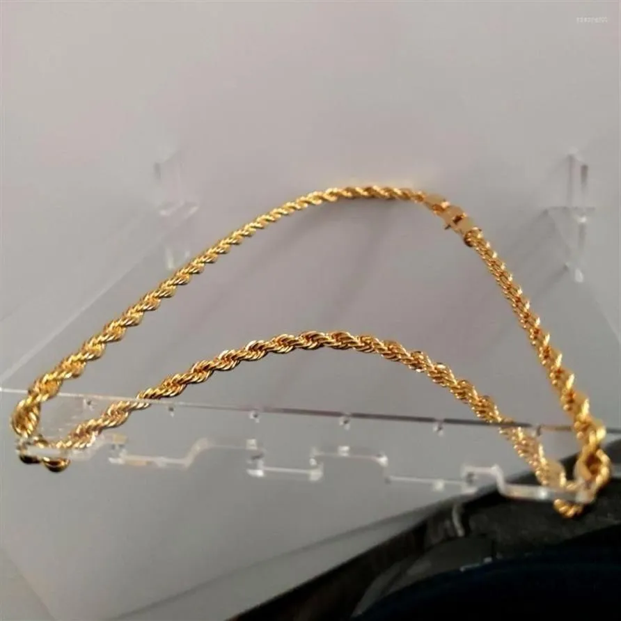 Colares Pingente Real 24k Ouro Amarelo GF Diamante Corte Ed Sólido XP Jóias Fantasia Imagem Original Mens Grosso 6mm Corda Chain213F