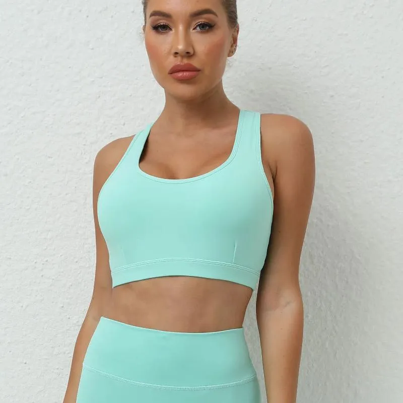 Yoga-Outfit, Kreuz, rückenfrei, Sport-BH, Damen, Sportbekleidung, atmungsaktiv, Fitnessstudio, Workout-Top mit Körbchen, Damen, Fitness, aktiv, Push-Up, Schwarz