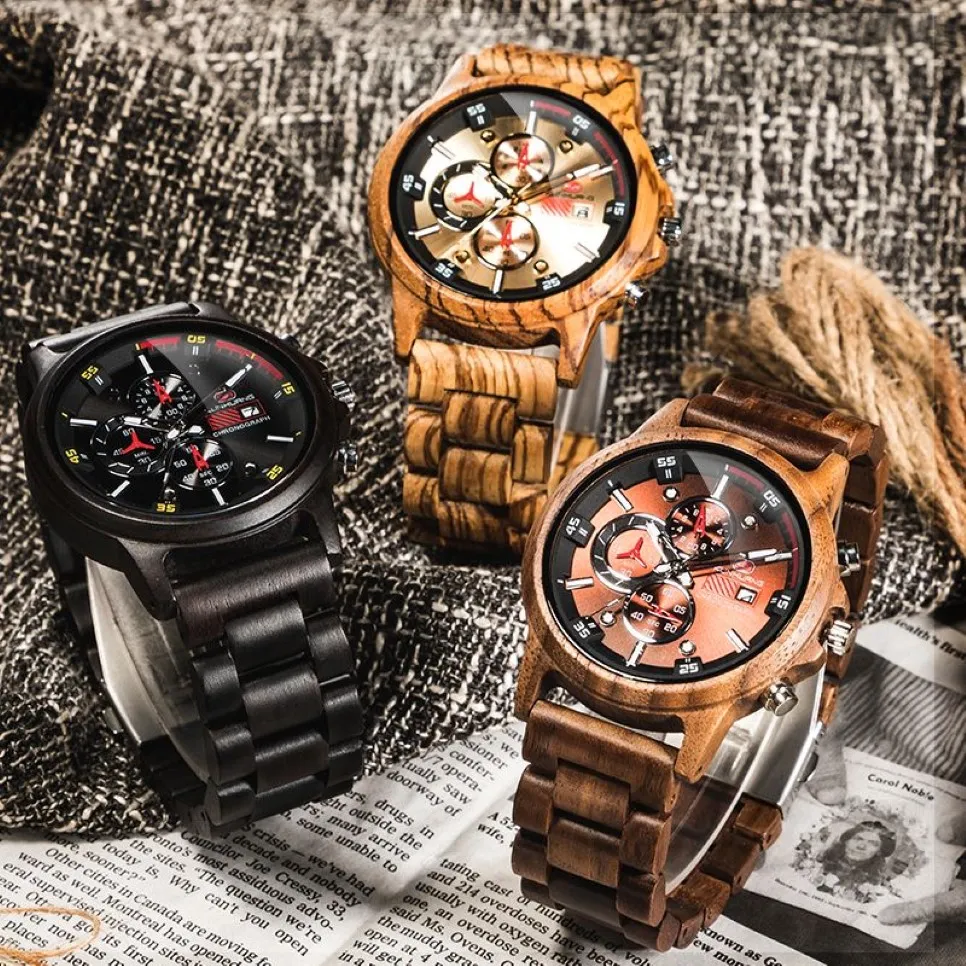 Top orologio da polso in legno maschile Relogio Masculino Orologi da uomo 2019 Orologio in legno Orologio sportivo Orologio da uomo digitale250d