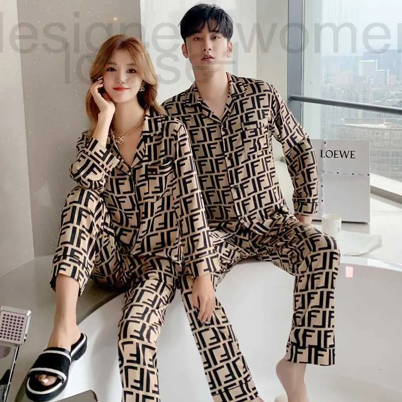 Vrouwen Slaap Lounge Designer Nieuwe Paar Pyjama Mode Dunne Mannen Lange Mouw Pak Zijde Thuis Kleding Vrouwen Ijs kan VAD4