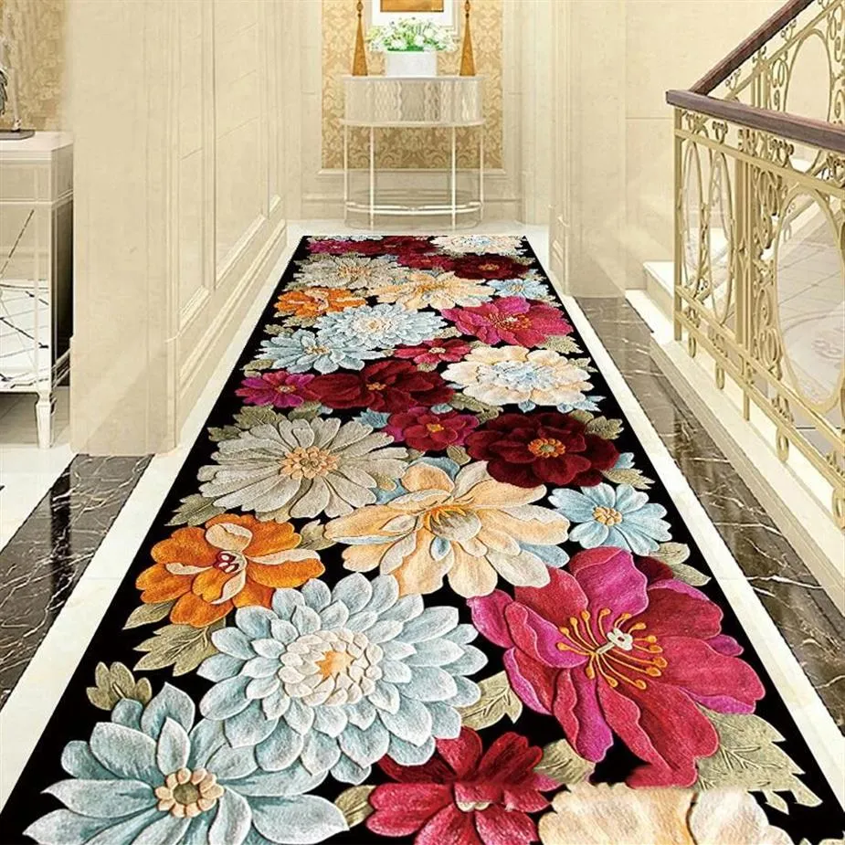 Criativo flor tapetes europeu corredor capacho sala de estar quarto tapetes cozinha escadas tapete anti-skid el238s