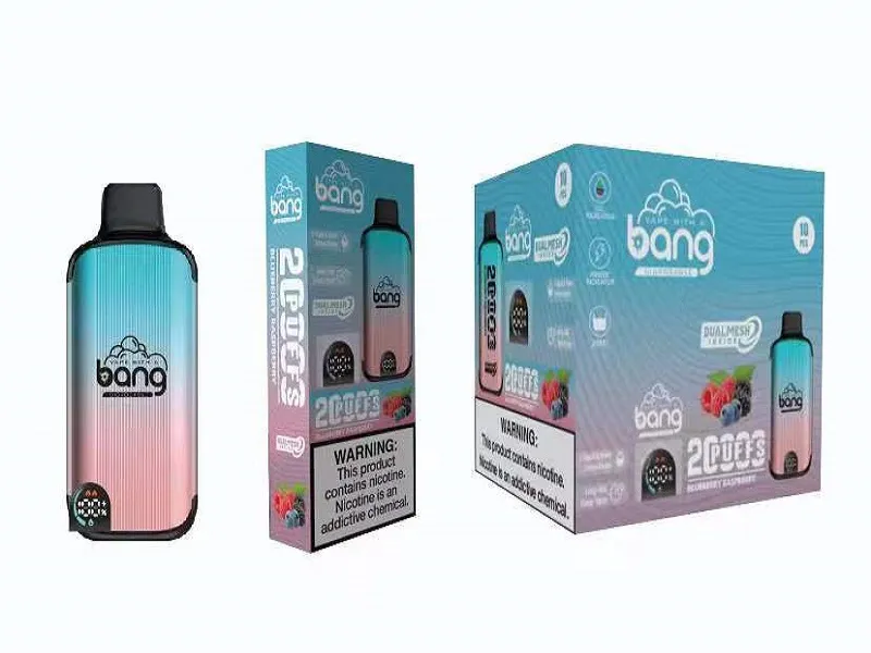 Original Bang 20000puff Disposable E Cigarettes 1.0ohm Mesh Coil 23ml Pod Battery Rechargeable Electronic Cigs Puff 20K 0% 2% 3% 5% Vape Pen Kit Customizable