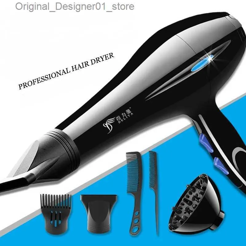 Sèche-cheveux Sèche-cheveux professionnel forte puissance séchage rapide Salon de coiffure outils de coiffure Air froid chaud 5 vitesses réglage souffleur électrique Q240131