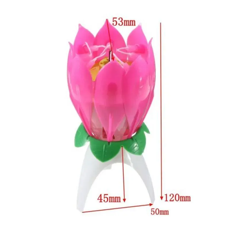 Birthday Cake Music Candles Rotating Lotus Flower Christmas Festival Decorative Music Wedding Party Decorat qylXyV