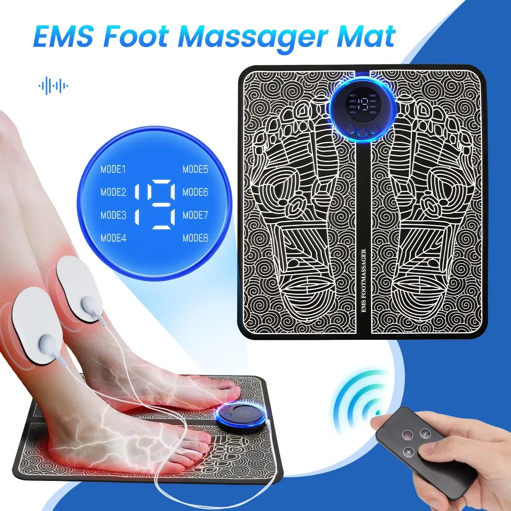 EMS Electric Foot Massager Pad Portable Foldbar Massage Muskelstimulator Relief Smärta Förbättra blodcirkulationen Relax Fötter 240127