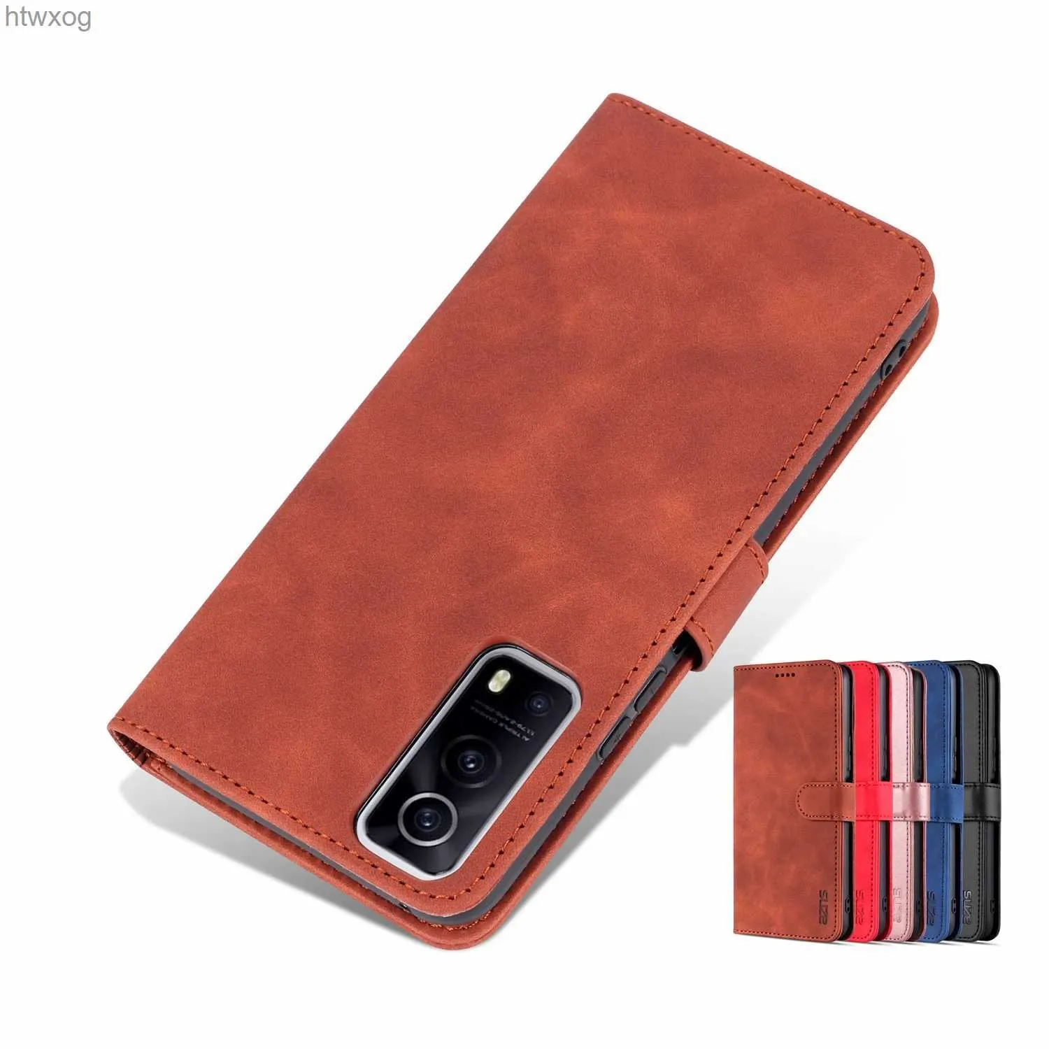 Bolsas de telefone celular de alta qualidade Flip Cover Capa ajustada para VIVO Y72 5G / Y52 5G / Y53S Pu Leather Phone Bags Case Coldre com alça de fechamento AZNS YQ240131