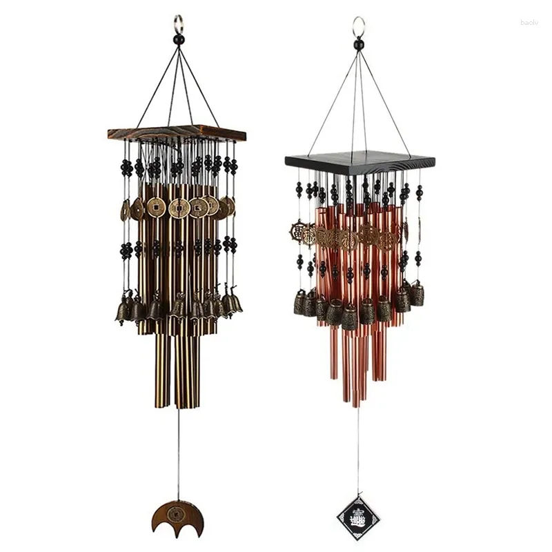 Figuras Decorativas 2 Campanas De Viento De Tubo De Metal Para Interiores Y Exteriores Con Campana De Cobre Campanas De Viento Grandes Para Patio, Jardín, Terraza, Decoración, 80 Cm