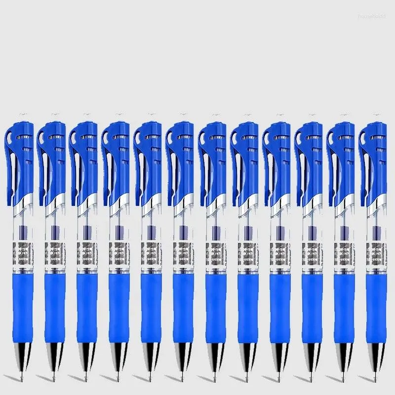Conjunto de canetas de gel retráteis azuis, 5 peças de 0.5mm sem logotipo, tinta preta para escrita, recargas, acessórios de escritório, papelaria escolar