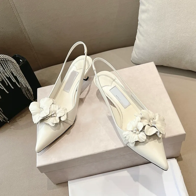 Bulk Flower High Heels Slingback Pumps For Women Genuine... At Only $110.4 