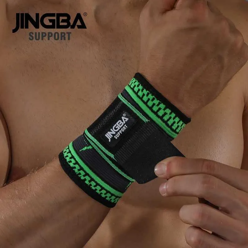 Polssteun JINGBA SUPPORT Nieuwe Nylon Polsband Ondersteuning Fitness Bandage Polssteun Beschermende kleding polsband heren Tennis Badminton Brace YQ240131