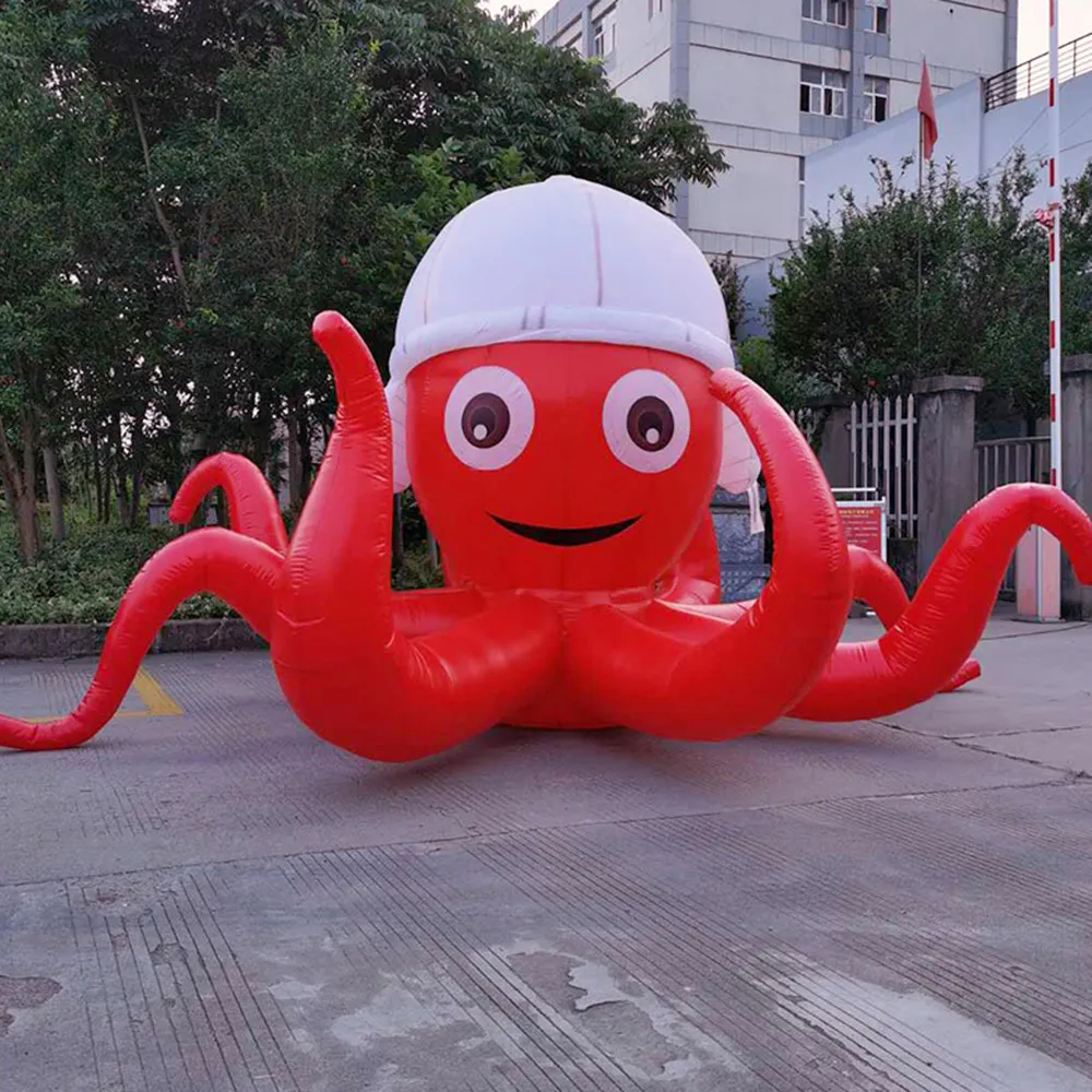 Großhandel Maßgeschneiderte aufblasbare Meerestiere, rote Oktopus-Replikspielzeuge mit einem Durchmesser von 3 m/4 m für die Dekoration von Outdoor-Quarien und Vergnügungsparks