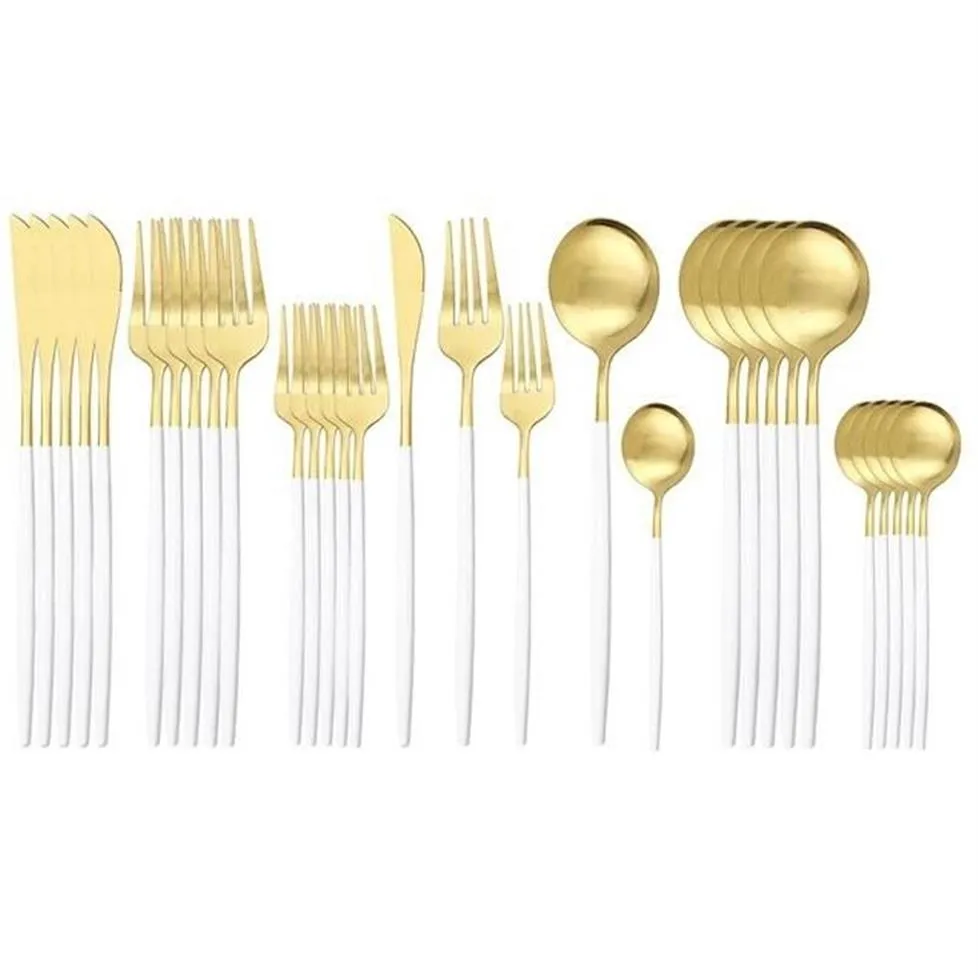 30pcs Matte Cutlery Set 304 Zestaw stali stalowej ze stali nierdzewnej LNIFE DESSER FIRK COPOUNKA DOJEDNIE SREBRYWE STRONEWA KUCHNA KUCHNA STOLAR291W