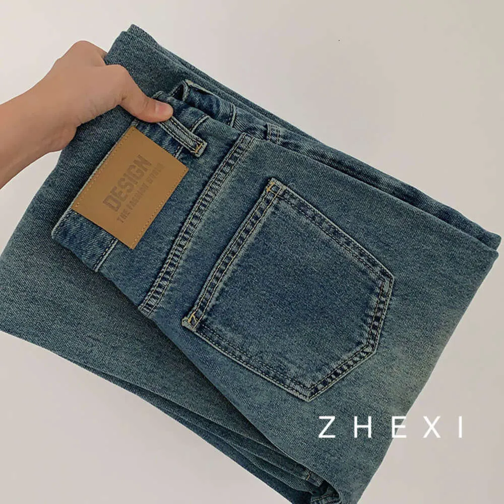 2024 Inizio primavera nuovi jeans a gamba dritta a vita alta per le donne stile coreano minimalista dimagrante versione stretta pantaloni a gamba larga per le donne K232