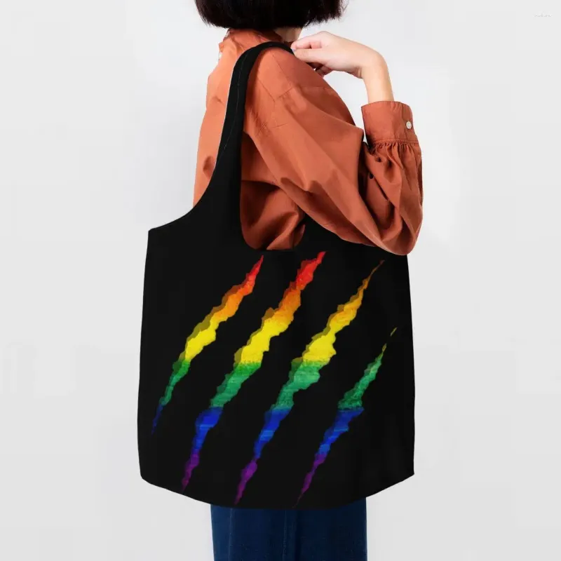 Сумки для покупок ЛГБТ, рваные и измельченные продукты, Холстовая сумка-шоппер, сумка на плечо, вместительная портативная сумка для гордости геев и лесбиянок