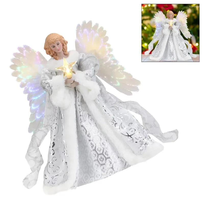 Juldekorationer Angel Tree Topper Pendant Decoration With Lights Glowing Wings Figurine For Xmas Holiday Party