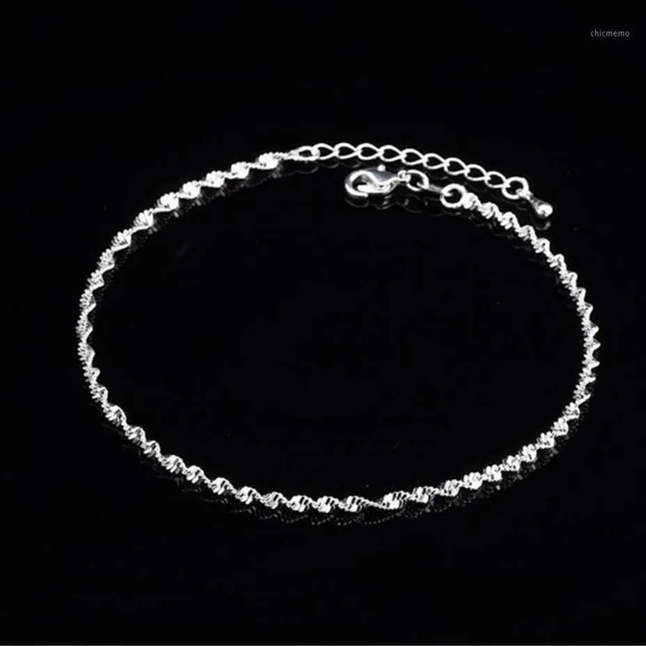 Fashion Ed Weave Chain for Women Anklet 925 Sterling Silver Anklets Bracelet for Women Foot Jewelry anklet onfoot1291m