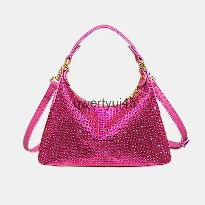 Borse a tracolla Siny Rinestone obos da sera per le donne Designer di lusso e borse Portamonete 2023 Nuovo in Fasion Rose Red Soulder CrossbodyH24131