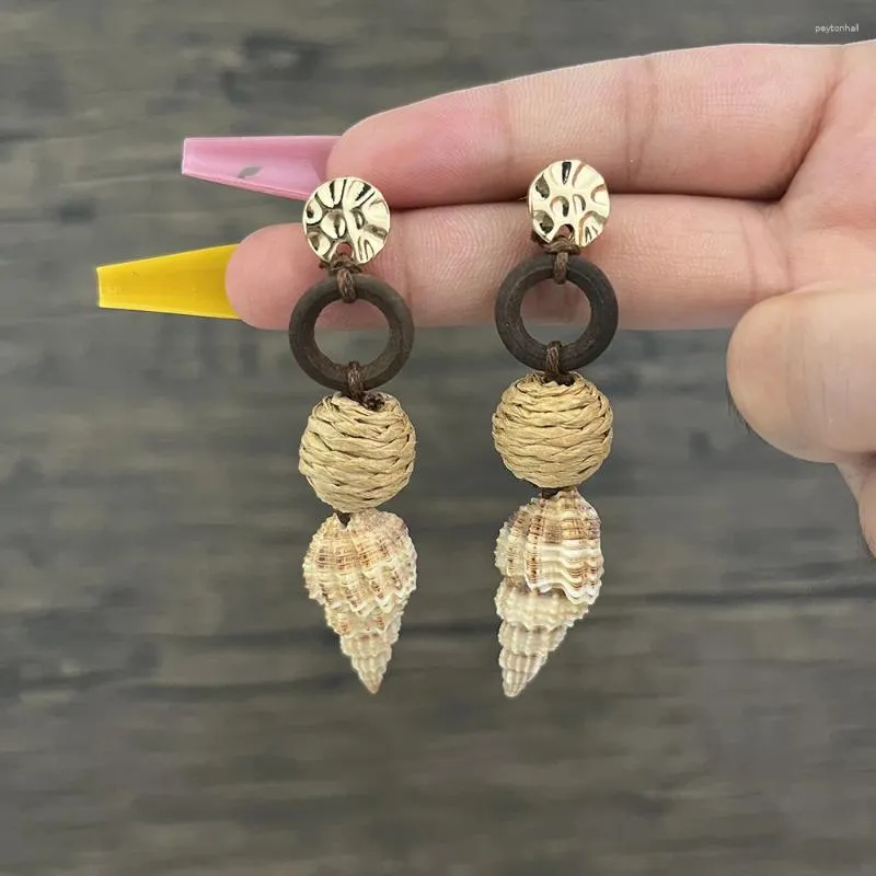 Dingle örhängen sommar bohemiska etniska handgjorda havskal conch drop vintage unik design strand pendientes